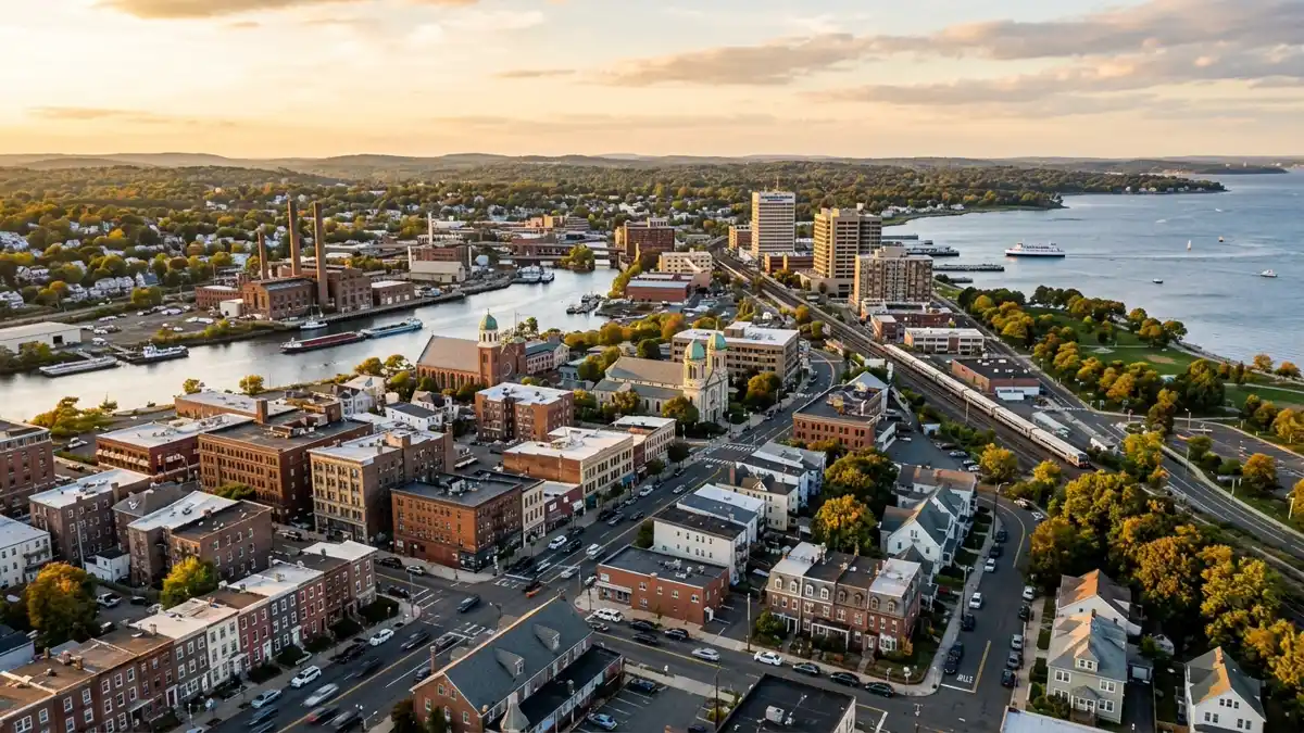 Public restroom locations mapped in Bridgeport, Connecticut — 20 facilities across zip codes 06607, 06608, 06610