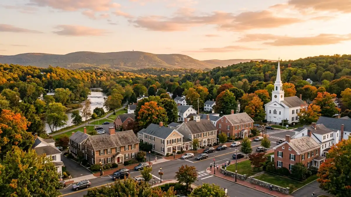 Public restroom locations mapped in Simsbury, Connecticut — 13 facilities across zip codes 06070, 06089, 06092
