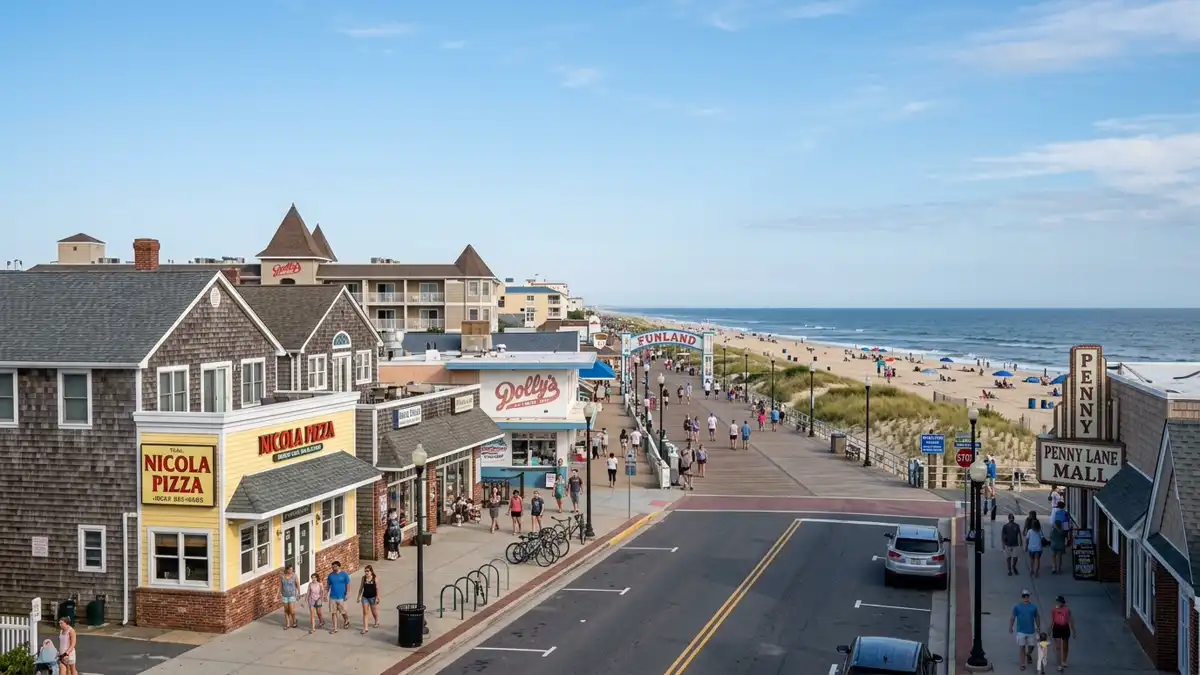 Public restroom locations mapped in Rehoboth Beach, Delaware — 21 facilities across zip codes 19971