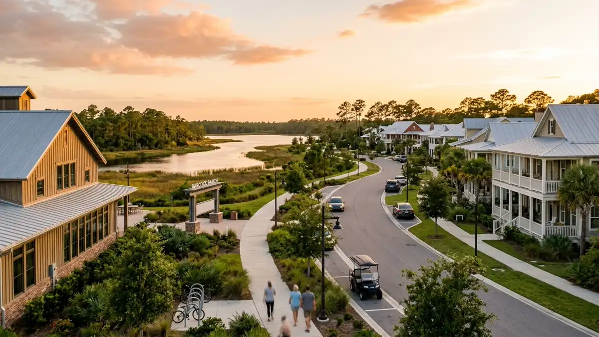 Public restroom locations mapped in Babcock Ranch, Florida — 8 facilities across the city