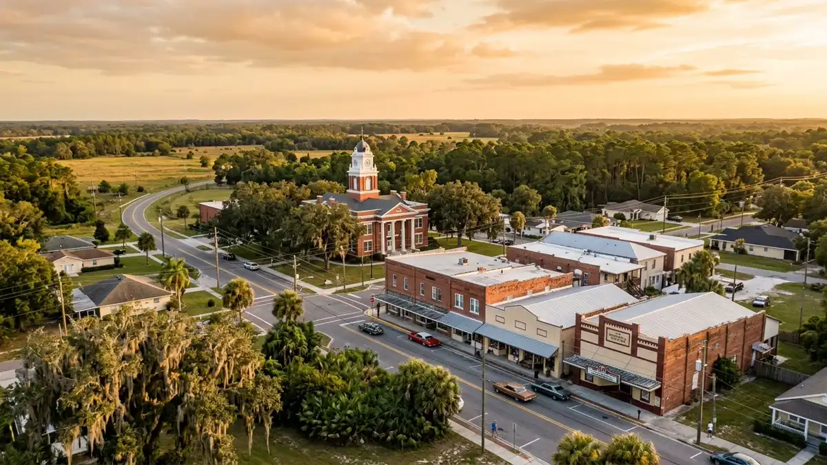 Public restroom locations mapped in Bushnell, Florida — 4 facilities across zip codes 33513