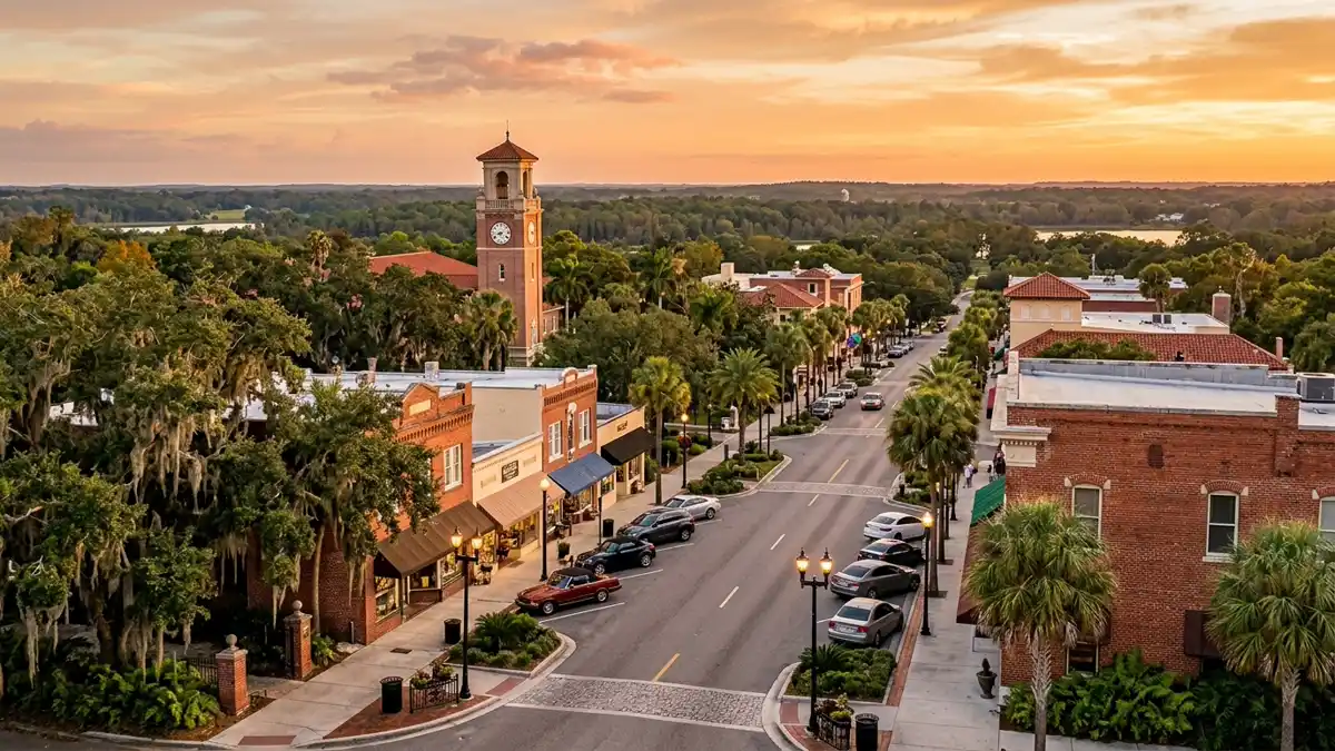 Public restroom locations mapped in Deland, Florida — 30 facilities across zip codes 32720, 32721, 32723
