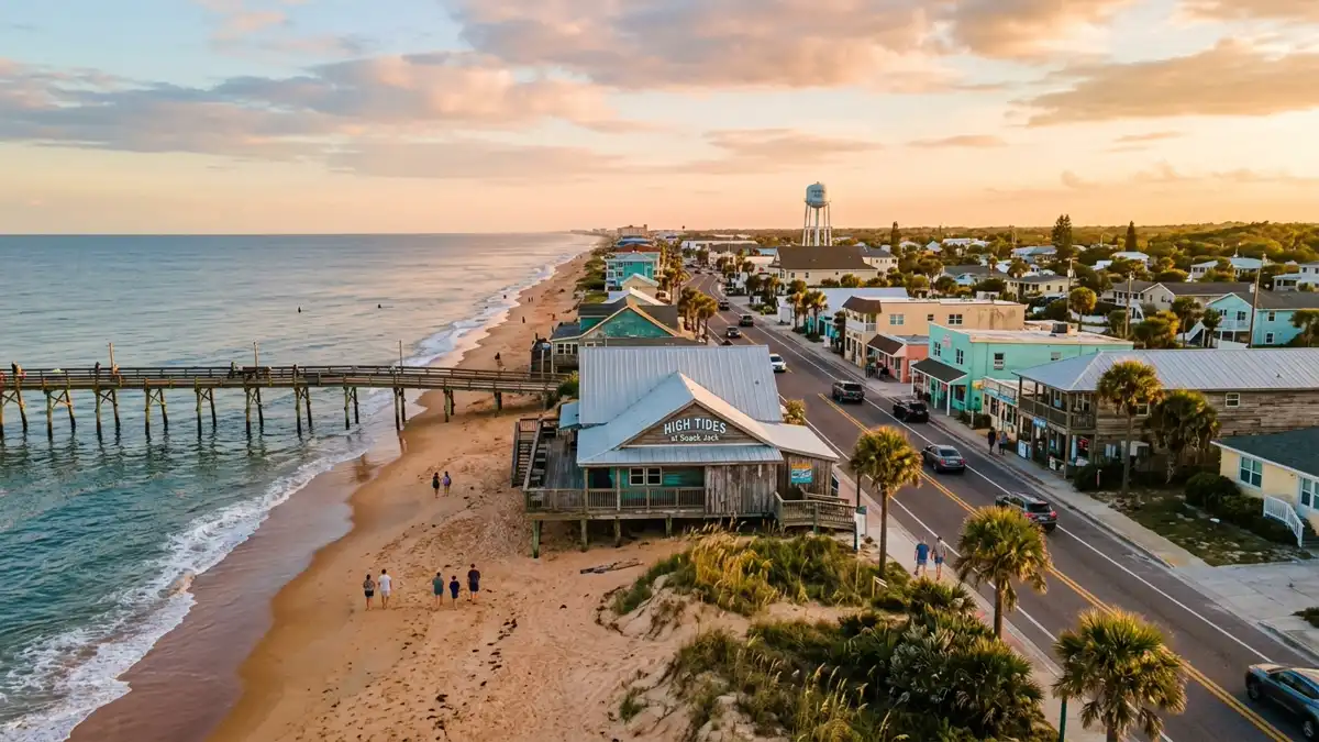 Public restroom locations mapped in Flagler Beach, Florida — 16 facilities across zip codes 32136