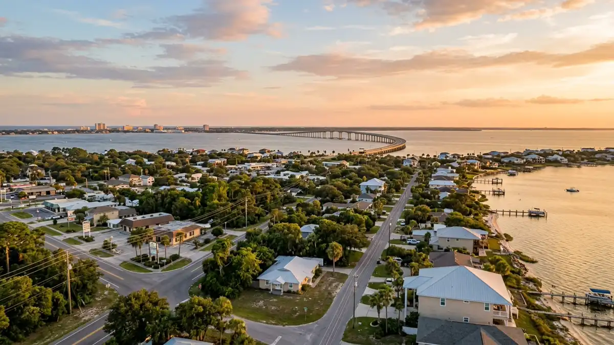 Public restroom locations mapped in Gulf Breeze, Florida — 11 facilities across zip codes 32561, 32562, 32563