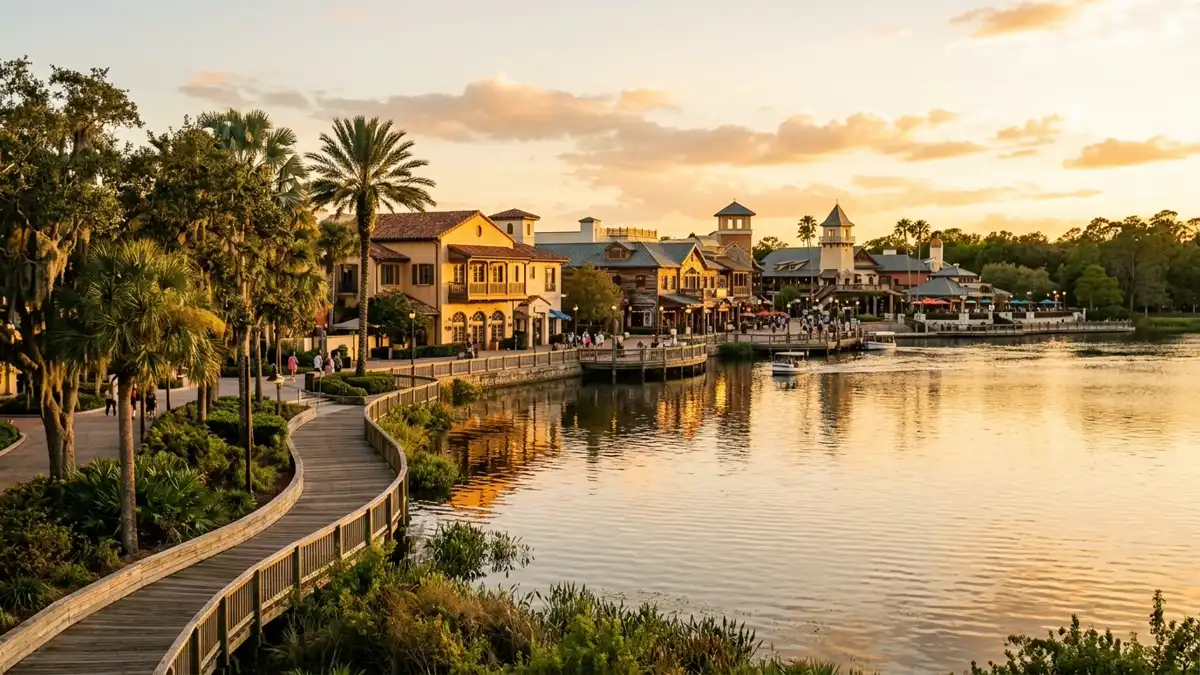Public restroom locations mapped in Lake Buena Vista, Florida — 105 facilities across zip codes 32830, 32836