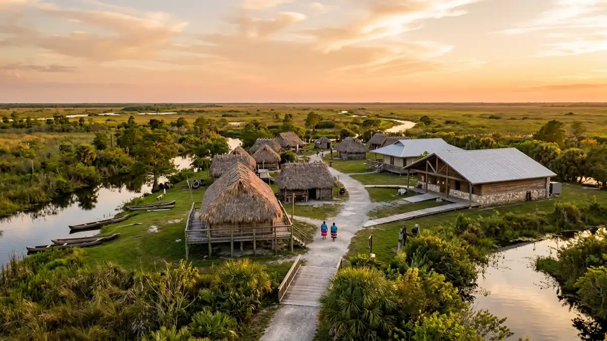 Public restroom locations mapped in Miccosukee Indian Village, Florida — 4 facilities across the city