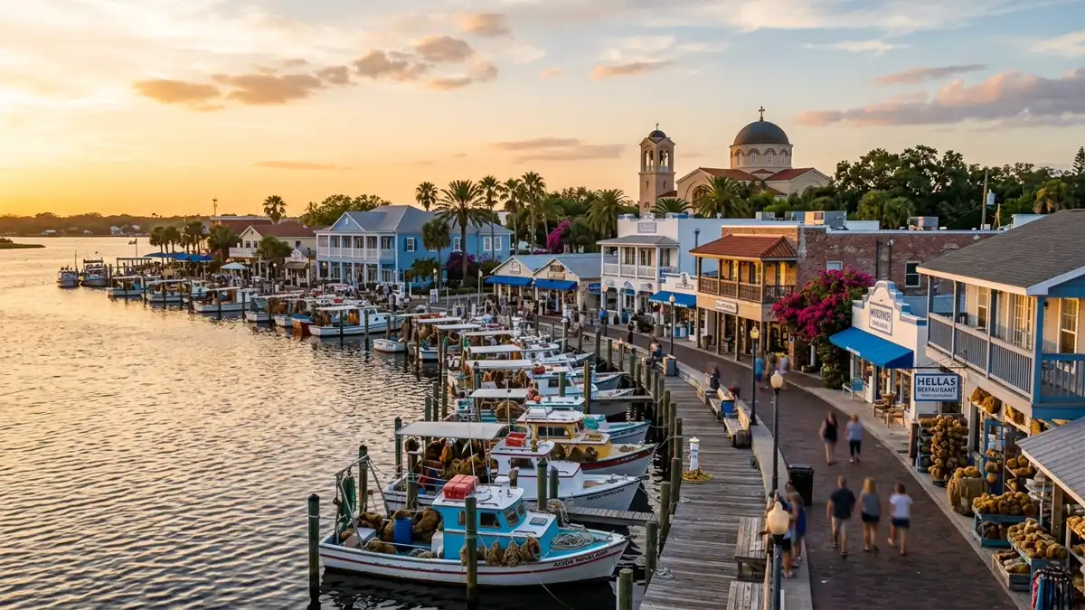 Public restroom locations mapped in Tarpon Springs, Florida — 42 facilities across zip codes 34689