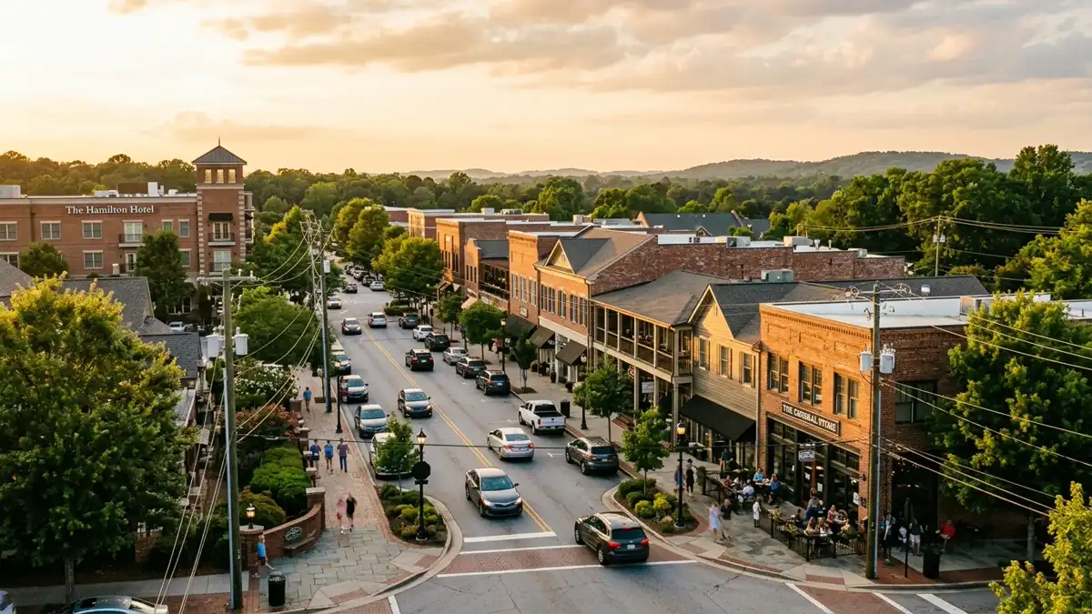 Public restroom locations mapped in Alpharetta, Georgia — 33 facilities across zip codes 30004, 30005, 30009