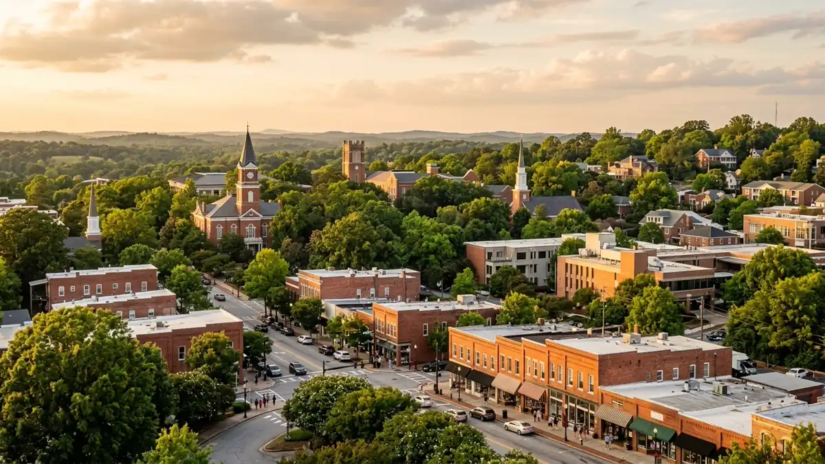 Public restroom locations mapped in Athens, Georgia — 96 facilities across zip codes 30601, 30602, 30605