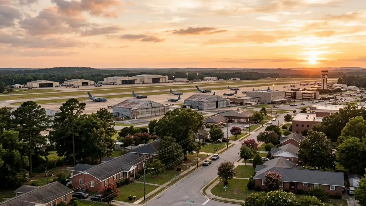 Public restroom locations mapped in Robins Air Force Base, Georgia — 24 facilities across zip codes 31098