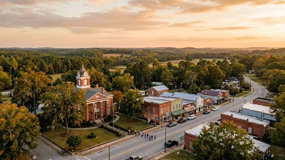 Public restroom locations mapped in Taliaferro County, Georgia — 20 facilities across zip codes 30631