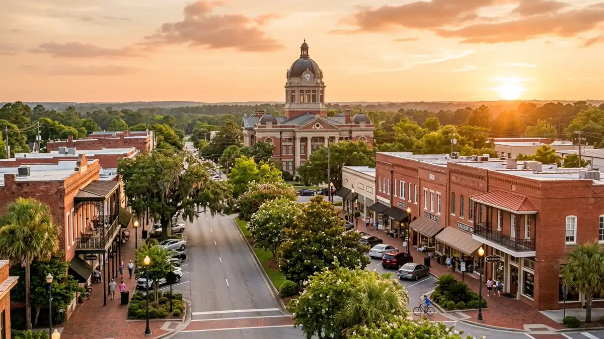 Public restroom locations mapped in Valdosta, Georgia — 19 facilities across zip codes 31601, 31602, 31605