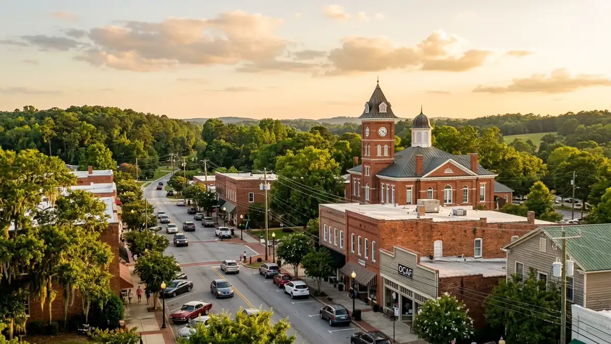 Public restroom locations mapped in Watkinsville, Georgia — 15 facilities across zip codes 30644, 30677