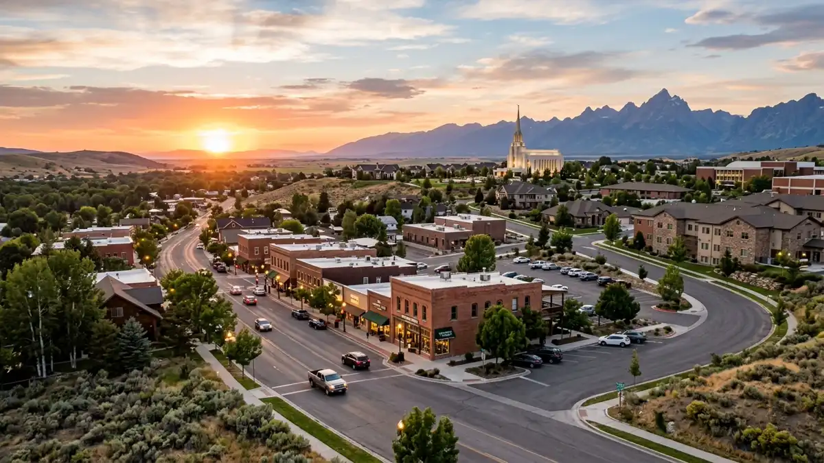 Public restroom locations mapped in Rexburg, Idaho — 55 facilities across zip codes 83440, 83460