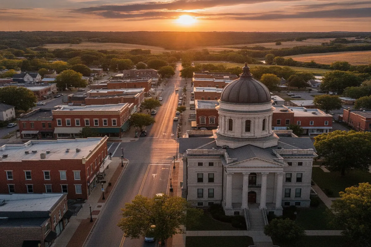 Public restroom locations mapped in Carlinville, Illinois — 5 facilities across zip codes 62626