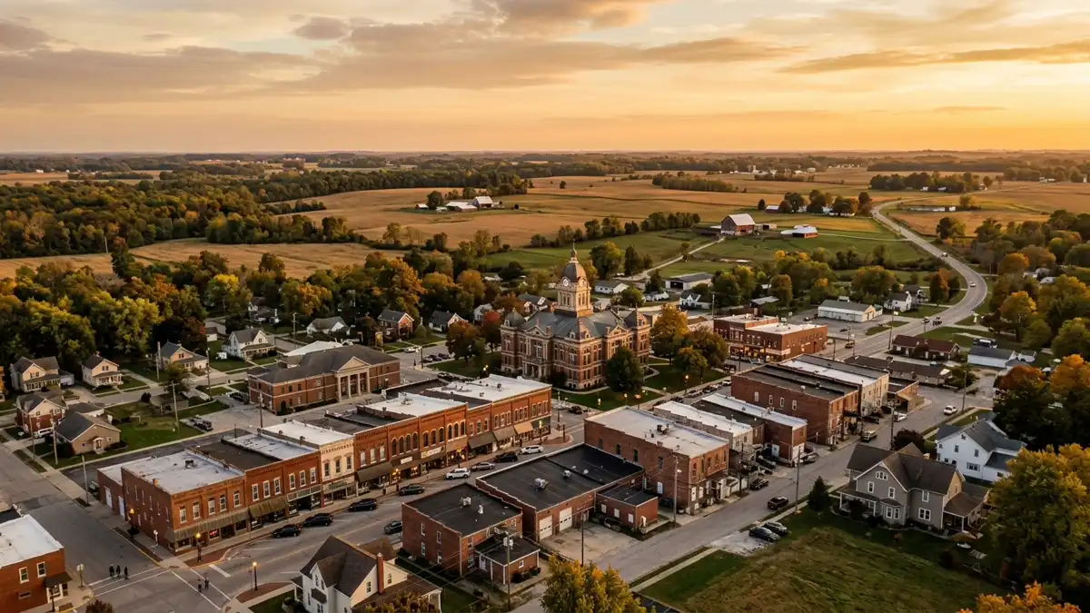 Public restroom locations mapped in Albion, Indiana — 8 facilities across zip codes 46701