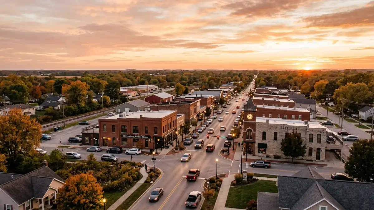 Public restroom locations mapped in Brownsburg, Indiana — 48 facilities across zip codes 46112, 46234