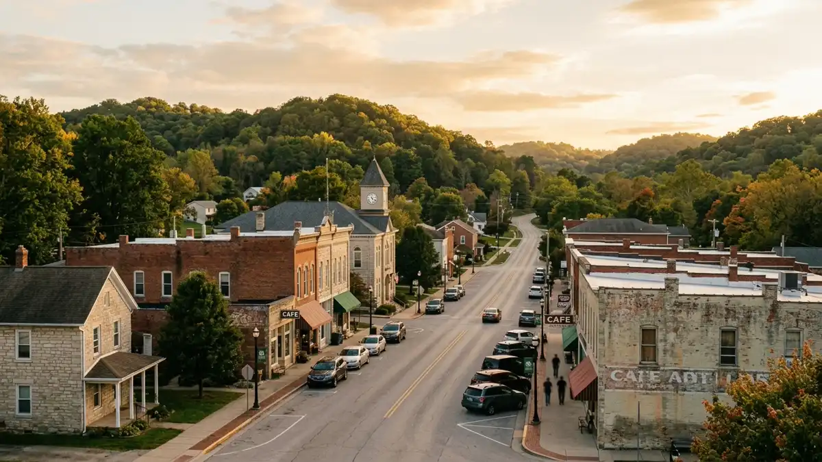 Public restroom locations mapped in Ellettsville, Indiana — 9 facilities across zip codes 47429