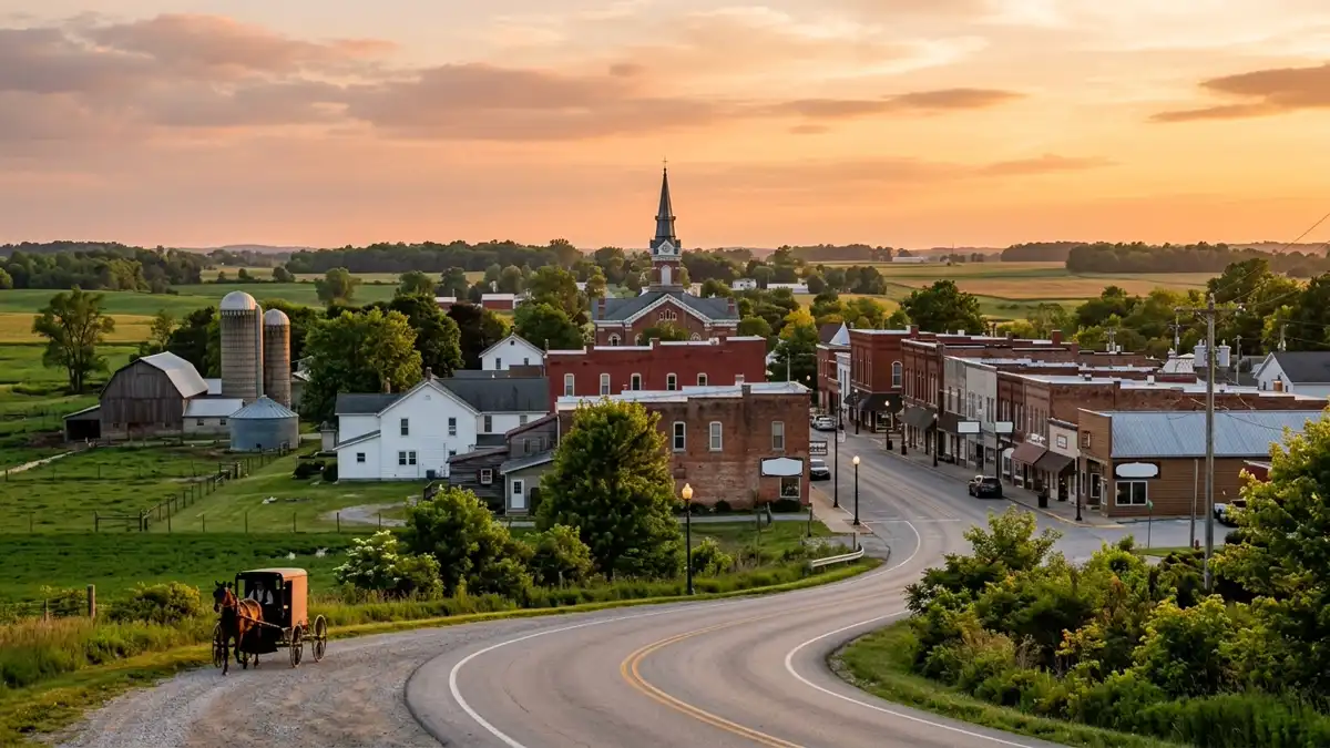 Public restroom locations mapped in Lagrange County, Indiana — 50 facilities across zip codes 46746, 46776, 46795