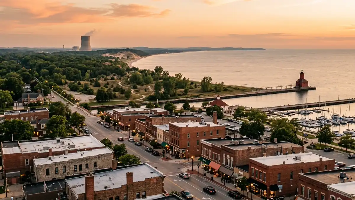 Public restroom locations mapped in Michigan City, Indiana — 49 facilities across zip codes 43630, 46360, 46361
