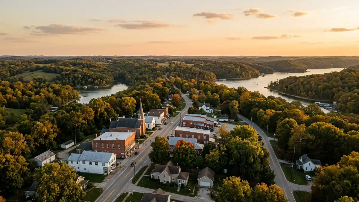 Public restroom locations mapped in New Fairfield, Indiana — 17 facilities across the city