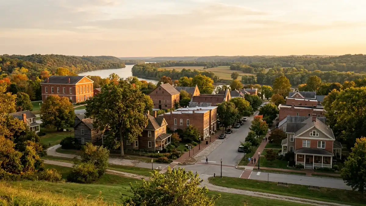 Public restroom locations mapped in New Harmony, Indiana — 6 facilities across zip codes 47631