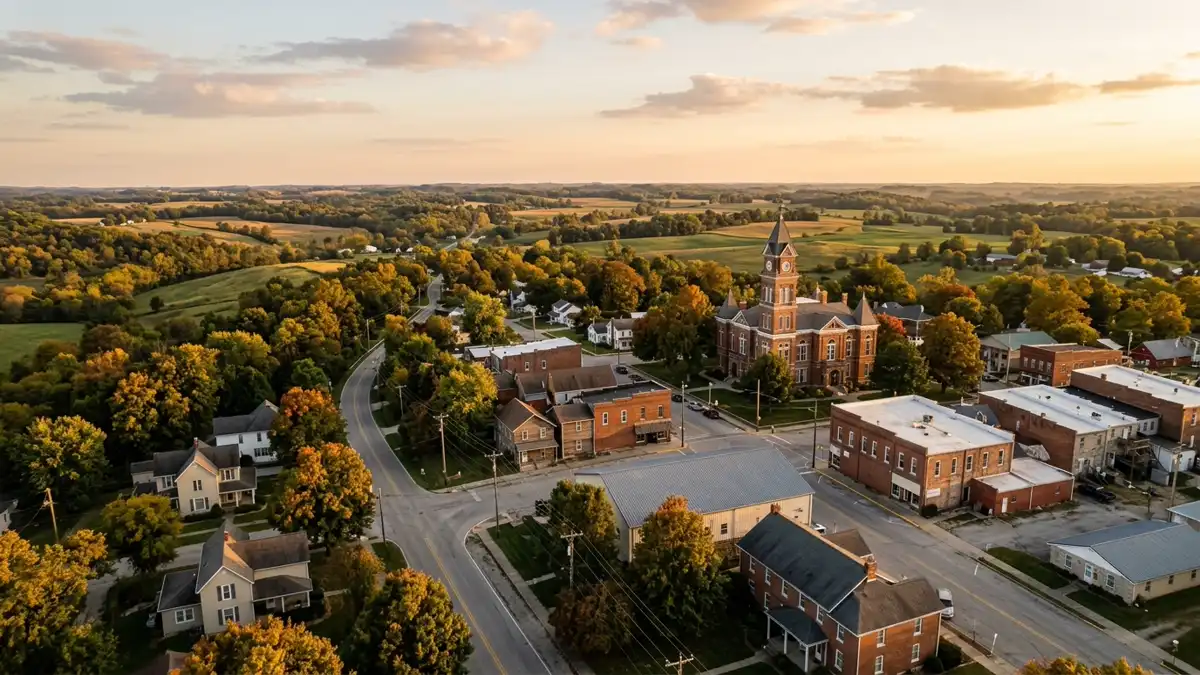 Public restroom locations mapped in Ripley County, Indiana — 11 facilities across zip codes 47023
