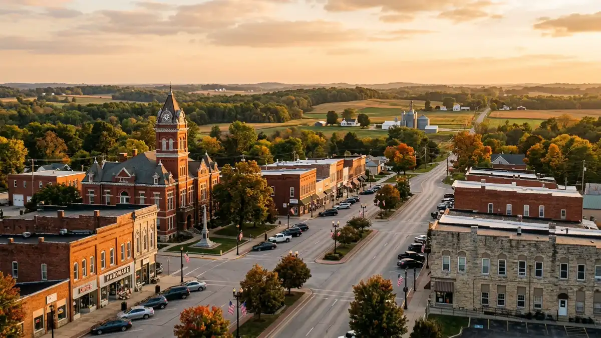 Public restroom locations mapped in Sullivan County, Indiana — 8 facilities across zip codes 47882