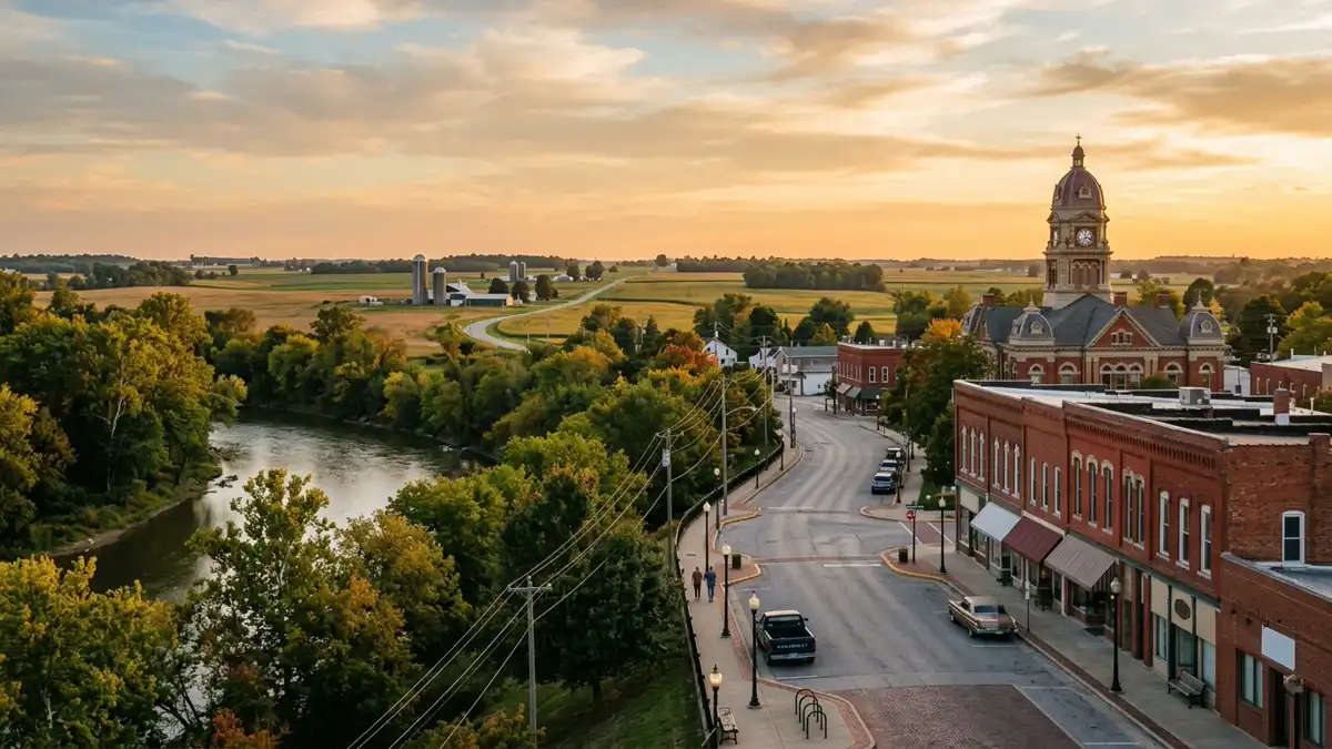 Public restroom locations mapped in Wells County, Indiana — 5 facilities across zip codes 46714
