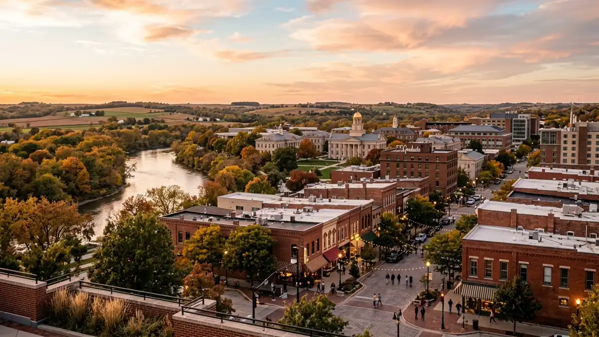Public restroom locations mapped in Iowa City, Iowa — 70 facilities across zip codes 52240, 52241, 52242