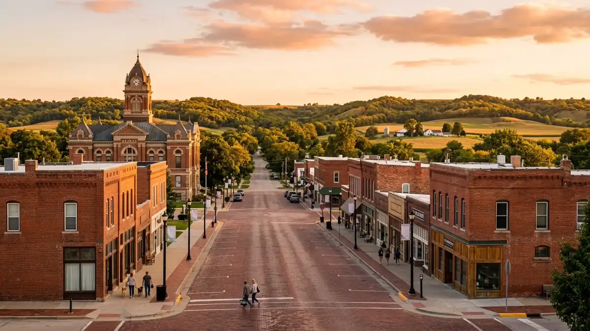 Public restroom locations mapped in Mills County, Iowa — 19 facilities across zip codes 51534, 51561