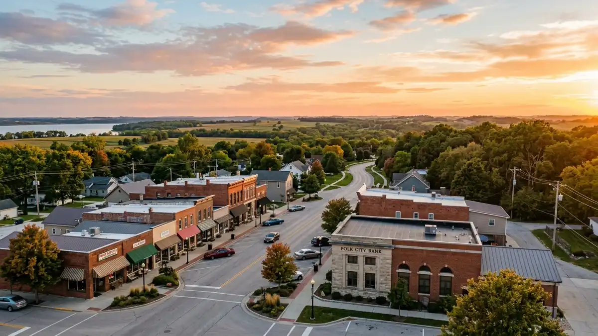 Public restroom locations mapped in Polk City, Iowa — 47 facilities across zip codes 50226