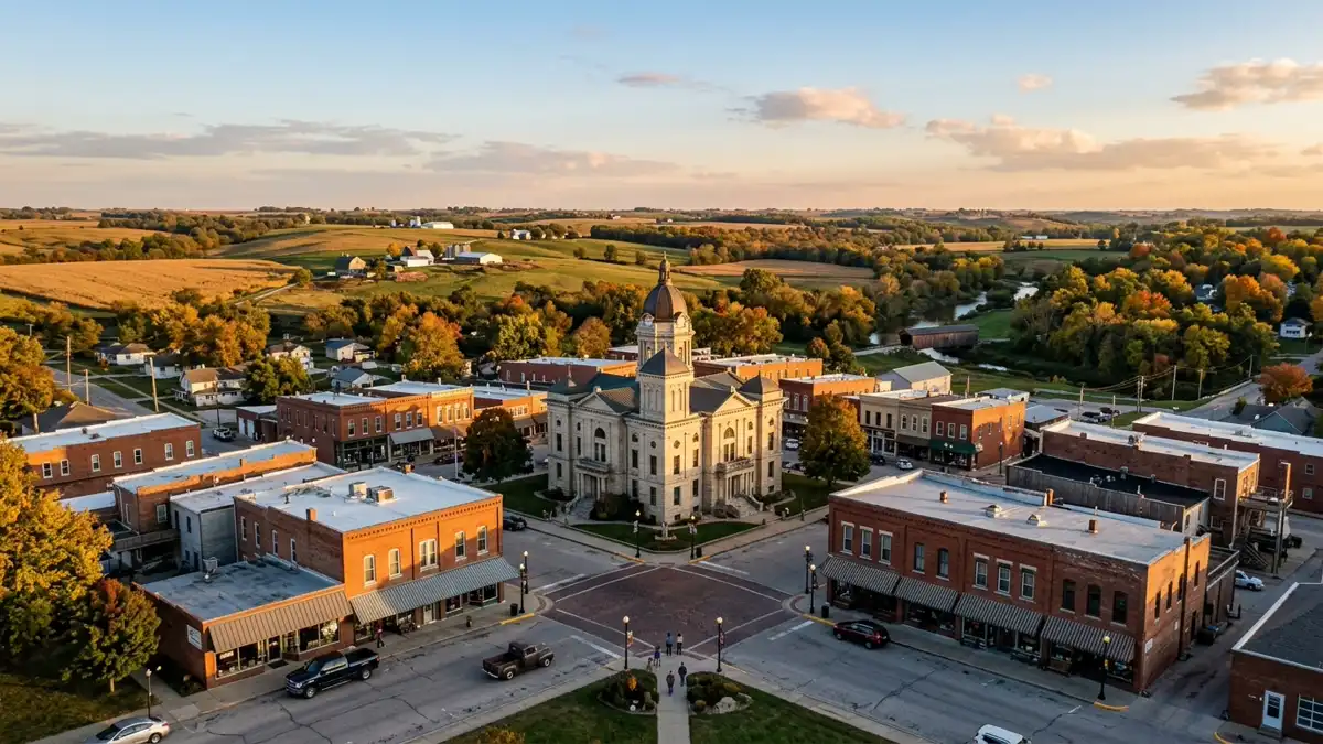 Public restroom locations mapped in Winterset, Iowa — 4 facilities across zip codes 50273
