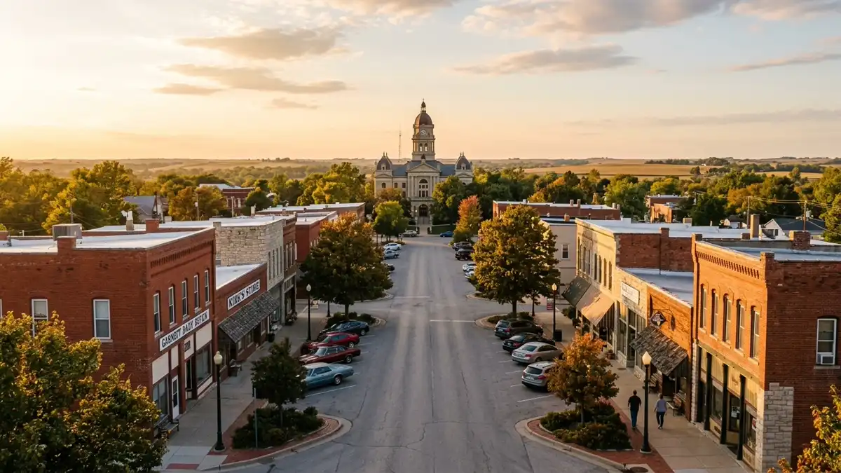 Public restroom locations mapped in Garnett, Kansas — 17 facilities across zip codes 66032