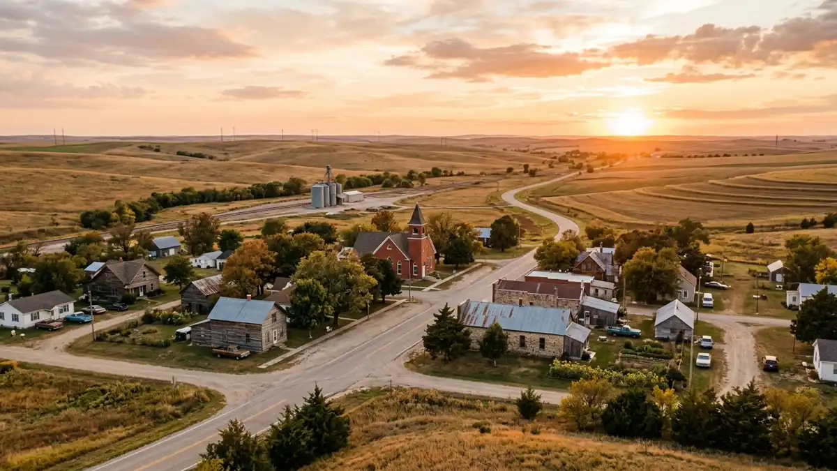 Public restroom locations mapped in New Gottland, Kansas — 17 facilities across the city