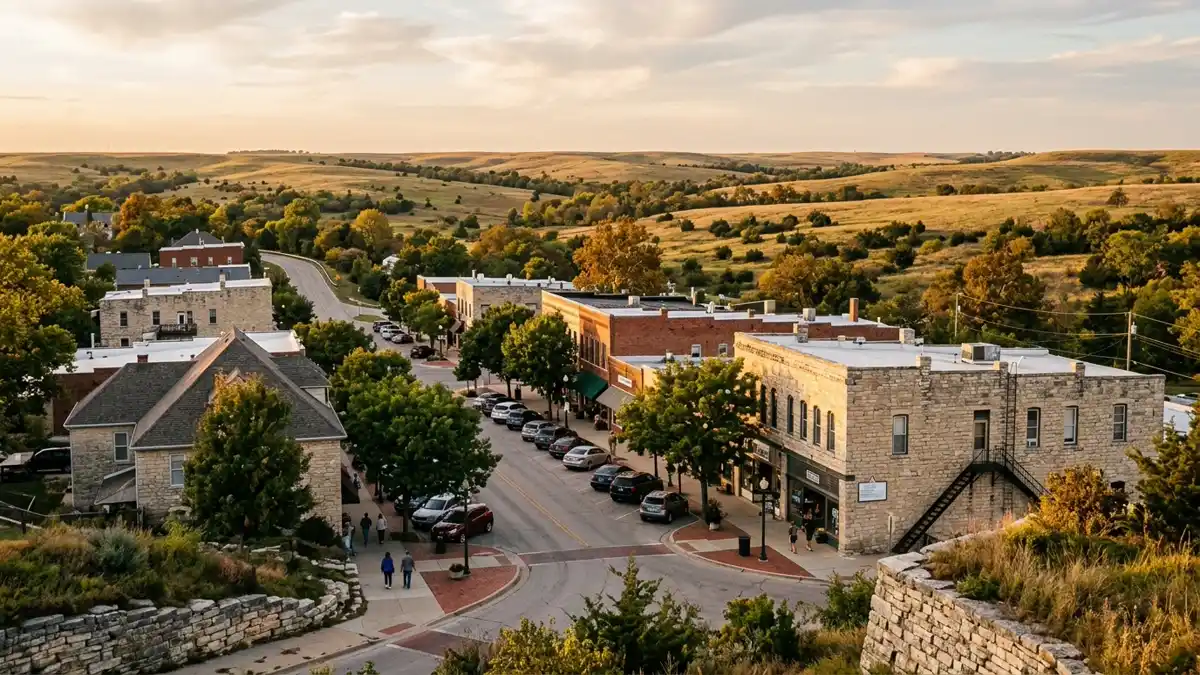 Public restroom locations mapped in Riley County, Kansas — 54 facilities across zip codes 66503, 66554