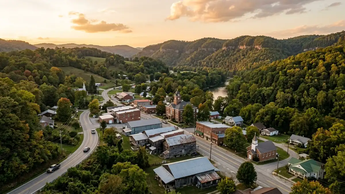 Public restroom locations mapped in Wolfe County, Kentucky — 21 facilities across zip codes 41302, 41360, 41365