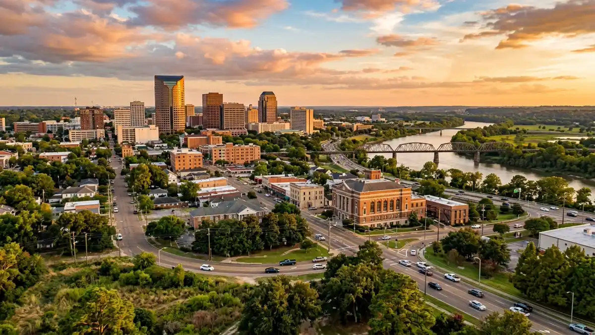 Public restroom locations mapped in Shreveport, Louisiana — 37 facilities across zip codes 71101, 71103, 71105