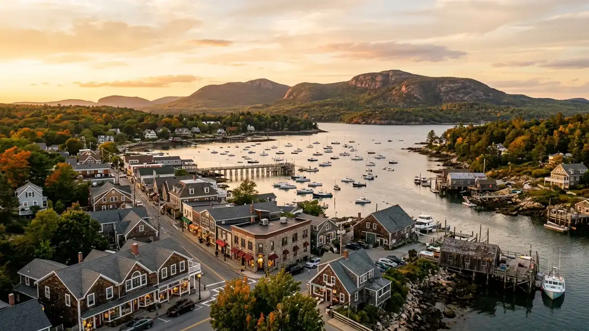 Public restroom locations mapped in Bar Harbor, Maine — 47 facilities across zip codes 04609, 04644