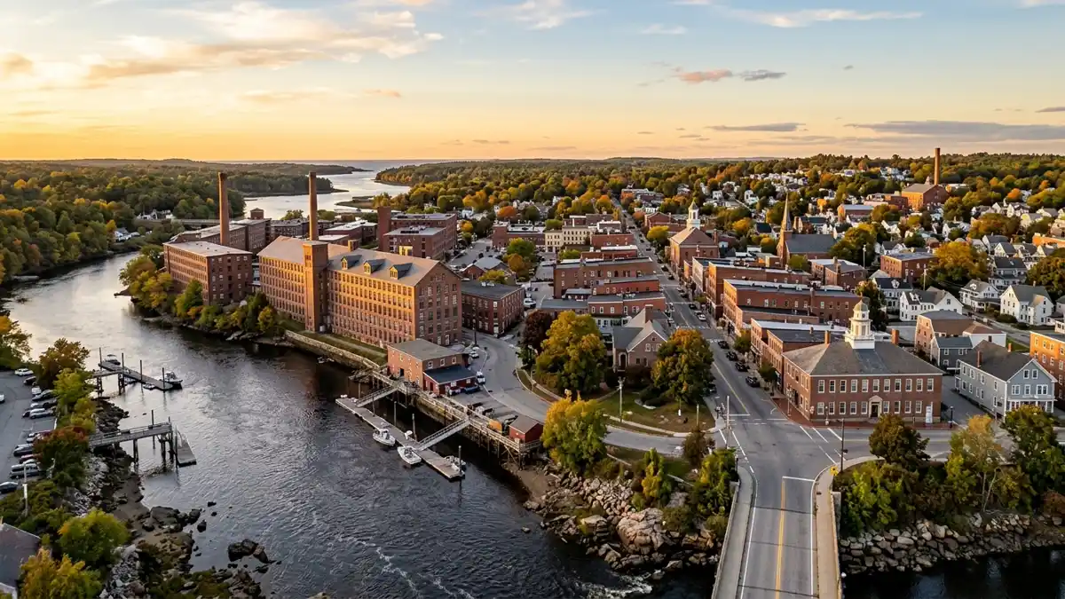Public restroom locations mapped in Biddeford, Maine — 15 facilities across zip codes 04005, 04006