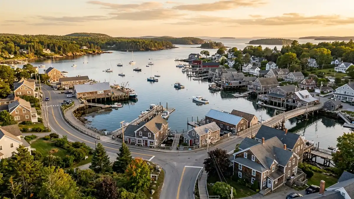 Public restroom locations mapped in Boothbay, Maine — 22 facilities across zip codes 04537, 04538, 04549