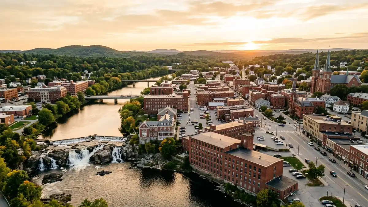 Public restroom locations mapped in Lewiston, Maine — 12 facilities across zip codes 04240