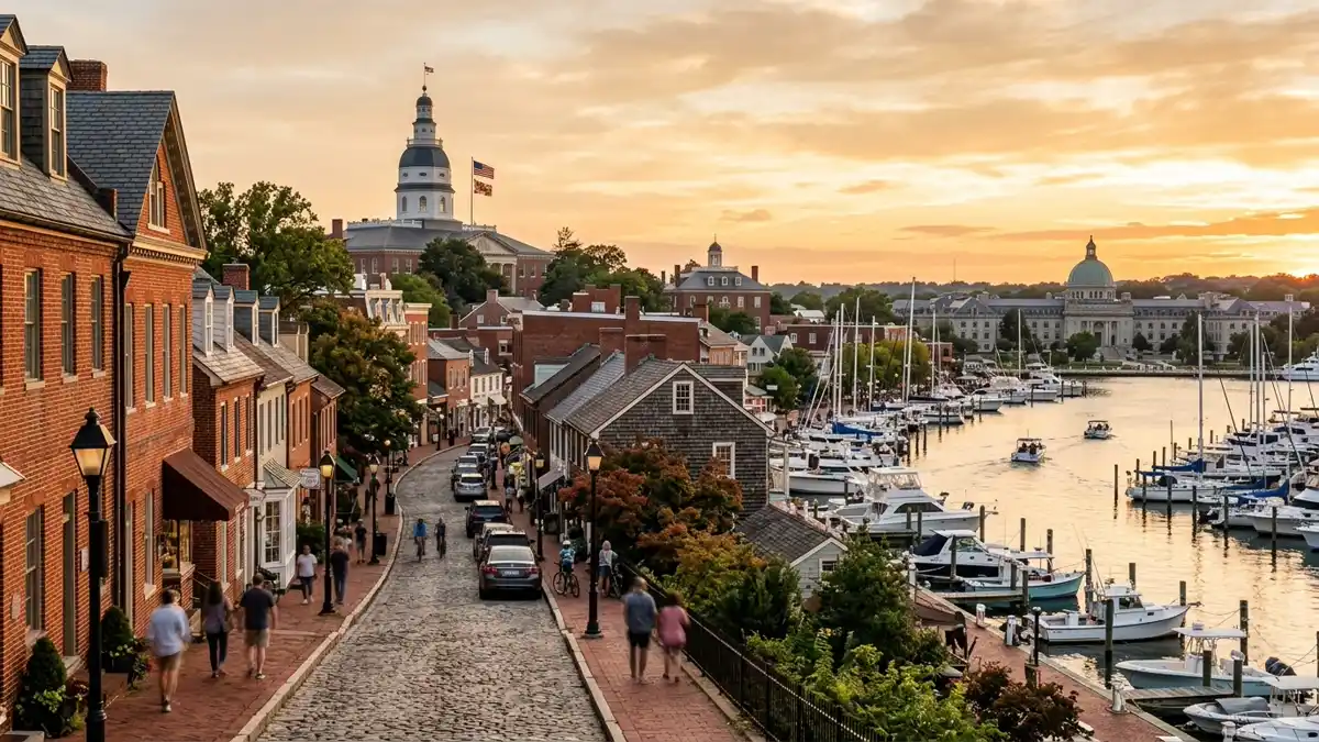 Public restroom locations mapped in Annapolis, Maryland — 13 facilities across zip codes 21401, 21402, 21403
