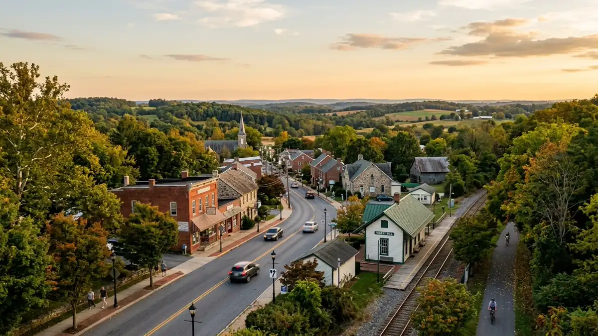 Public restroom locations mapped in Forest Hill, Maryland — 7 facilities across zip codes 21050