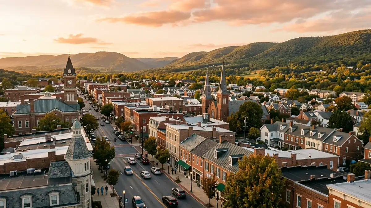 Public restroom locations mapped in Hagerstown, Maryland — 12 facilities across zip codes 21740