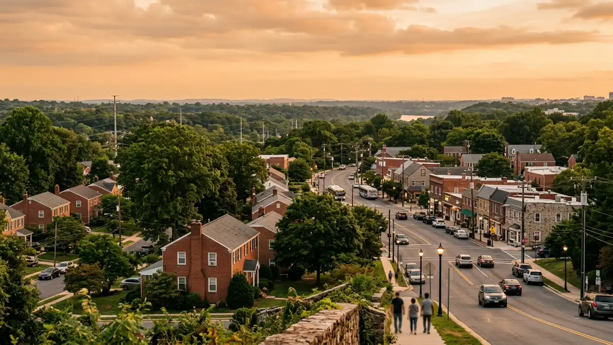 Public restroom locations mapped in Prince Georges County, Maryland — 47 facilities across zip codes 20720, 20754, 20774