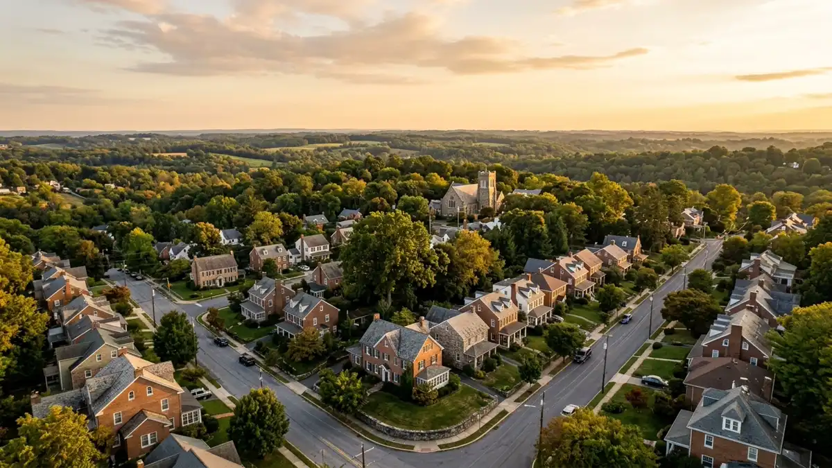 Public restroom locations mapped in Prospect Hills, Maryland — 16 facilities across zip codes 21104, 21163