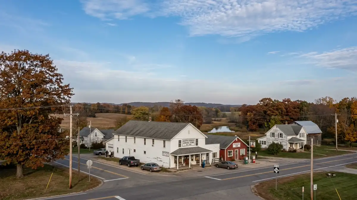 Public restroom locations mapped in Austin Corners, Michigan — 12 facilities across zip codes 48442