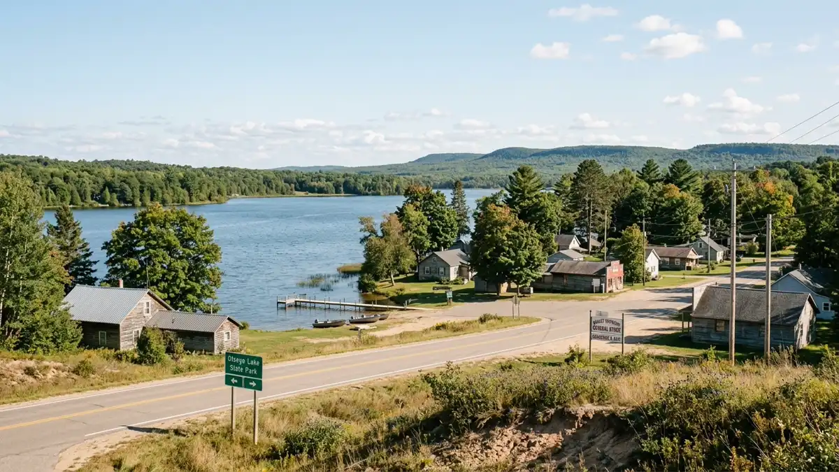Public restroom locations mapped in Bagley Township, Michigan — 2 facilities across zip codes 49735