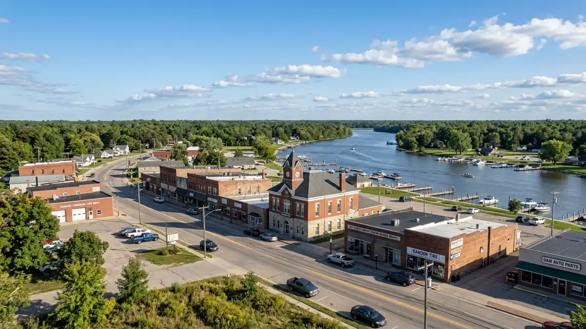 Public restroom locations mapped in Bangor Township, Michigan — 8 facilities across zip codes 48554, 48706